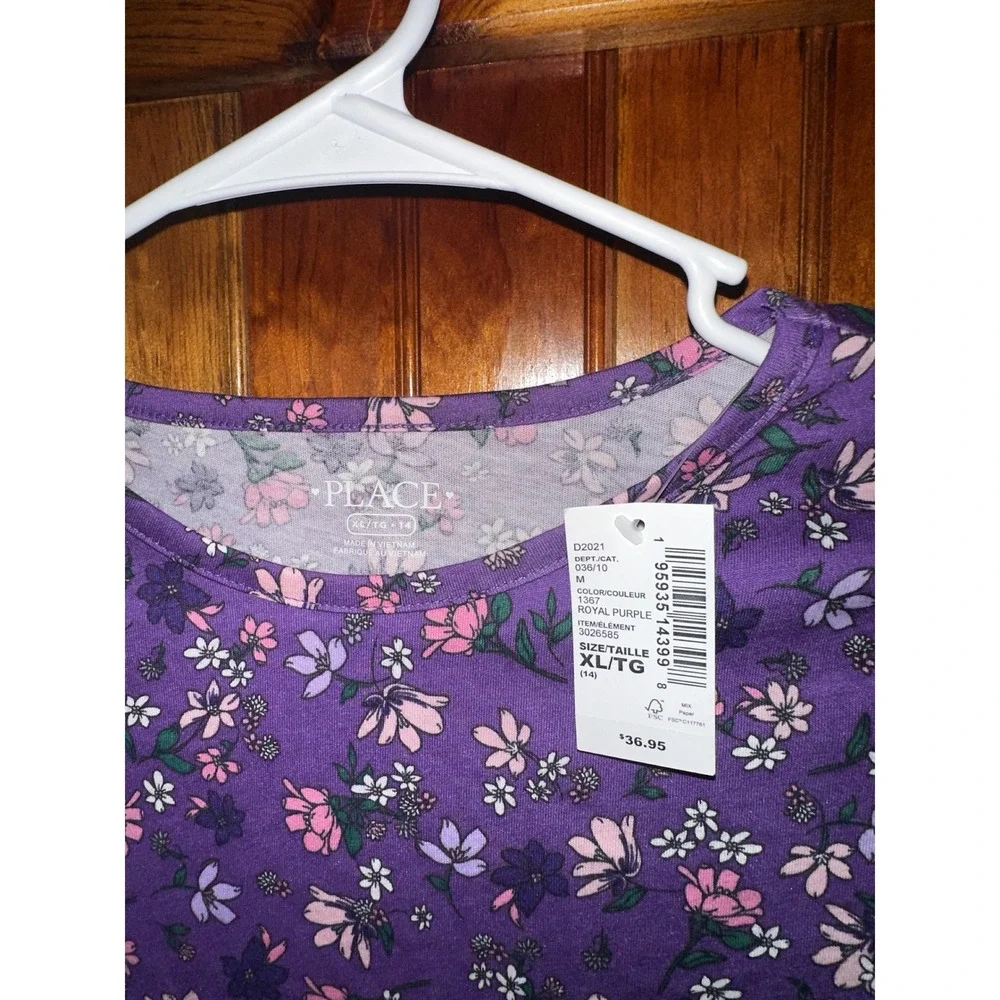 Girls The Children's Place Purple Floral‎ Print Long Sleeve Top Shirts Lot
